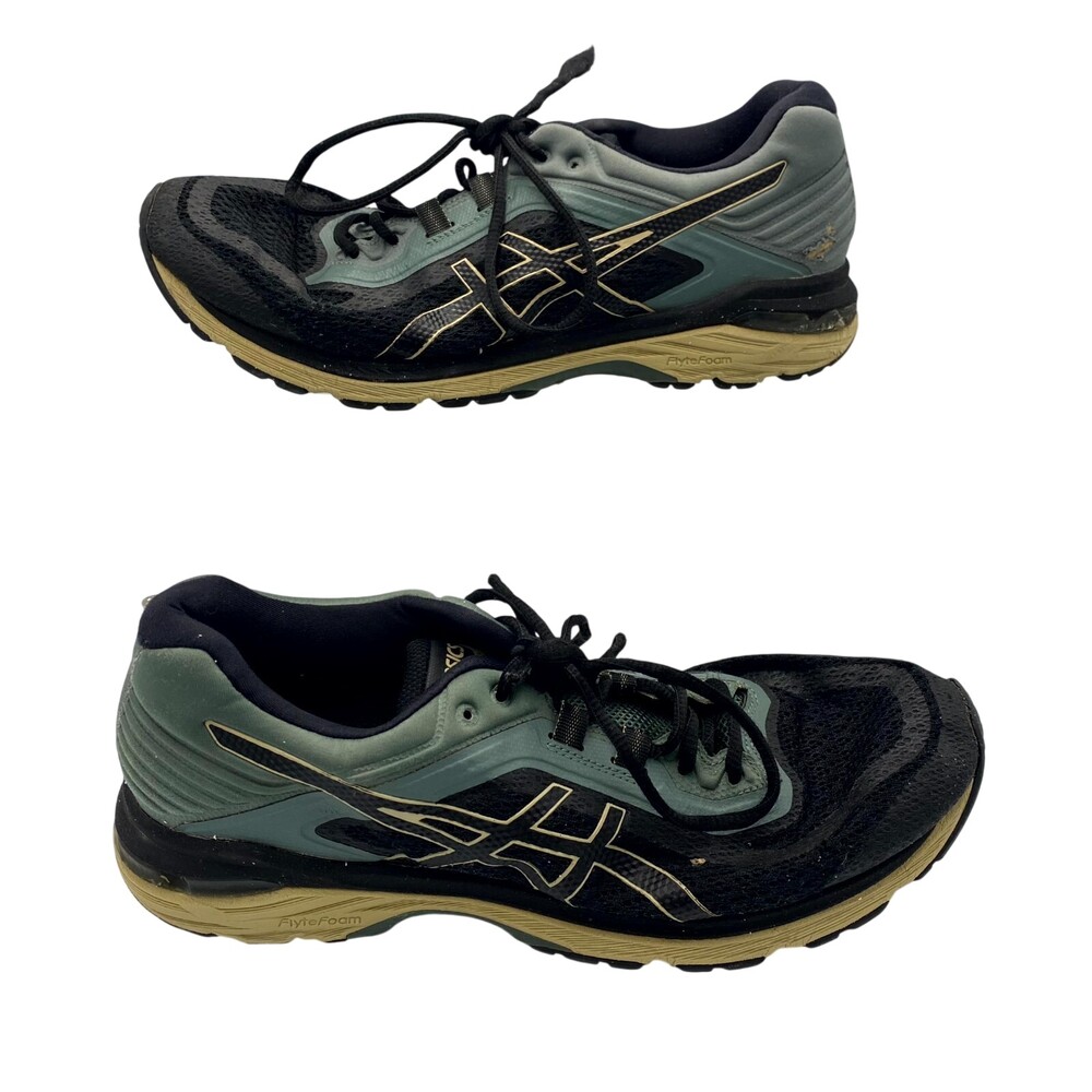 Asics GT-2000 6 T8A2N Men's 10.5 Trail Running Shoe Black Green Athletic Sneaker